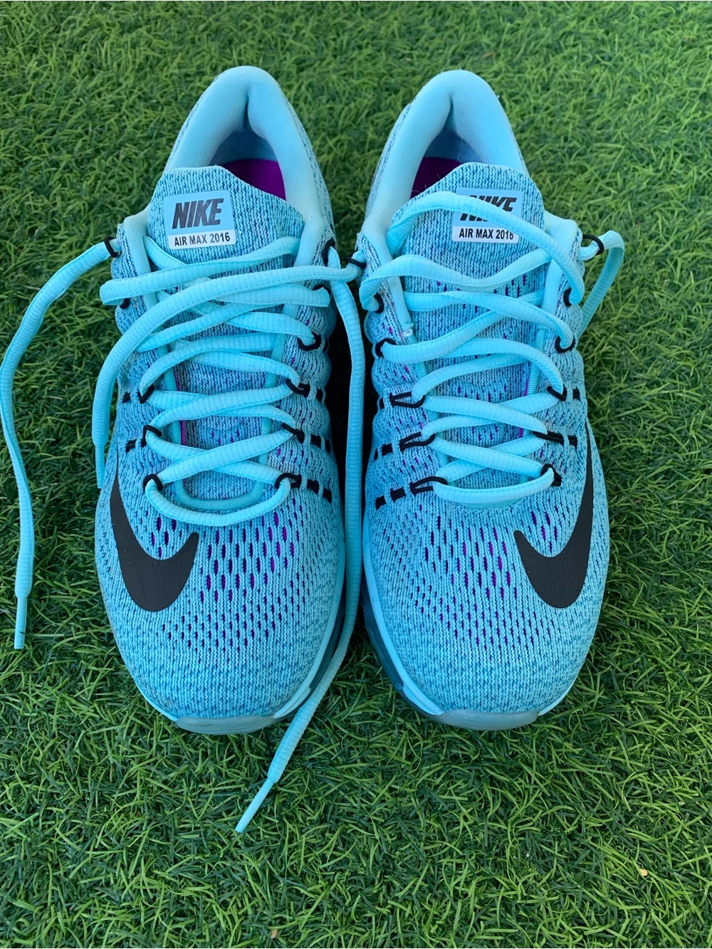 Nike Women’s Air Max 2016 Running Shoes - Aqua Blue with Black Swoosh